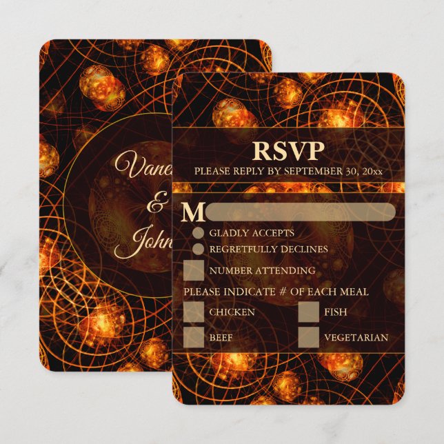 Elegant Classic Modern Gold #901 Wedding RSVP Card (Fram/baksida)