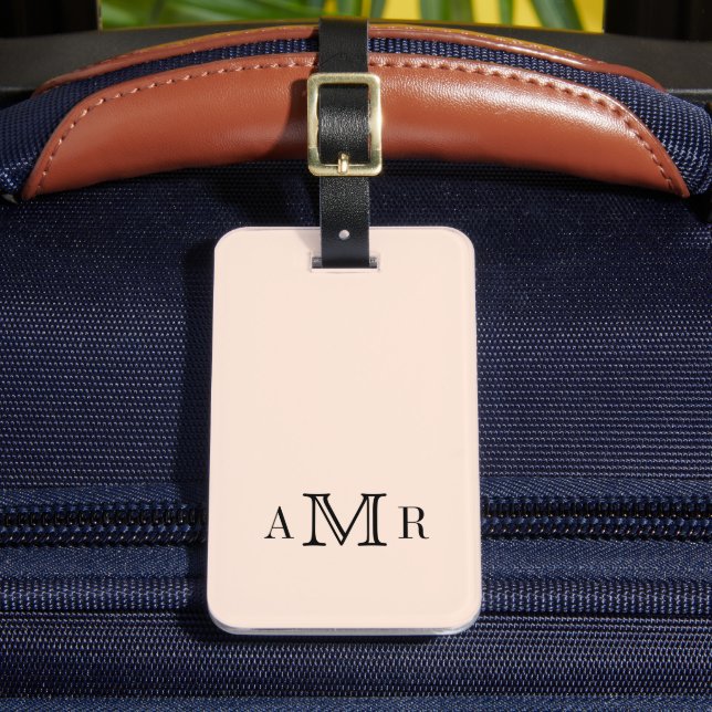 Elegant Classic Monogram Beige Personlig Bagagebricka (Framsida Insitu 2)