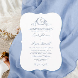 Elegant Classic Monogram Dusty Blue Bröllop Inbjudningar