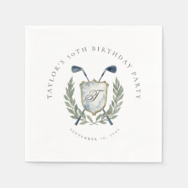 Elegant Classic Monogram Golf Crest Birthday Party Pappersservett