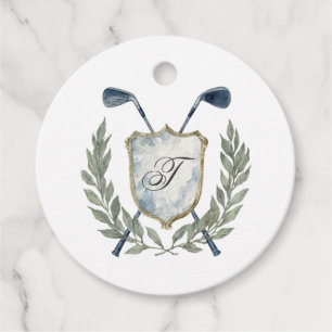 Elegant Classic Monogram Golf Vapensköld Födelseda Gåvor Etiketter