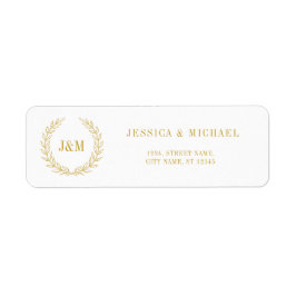 Elegant Classic Monogram Minimalist Bröllop Returadress Etikett