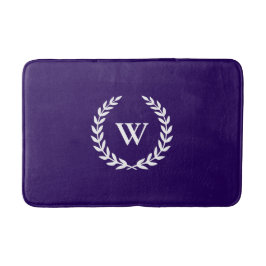 Elegant Classic Monogram Navy Blue Bath Mat Badrumsmatta