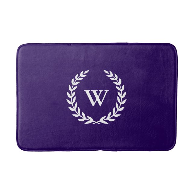 Elegant Classic Monogram Navy Blue Bath Mat Badrumsmatta (Framsidan)