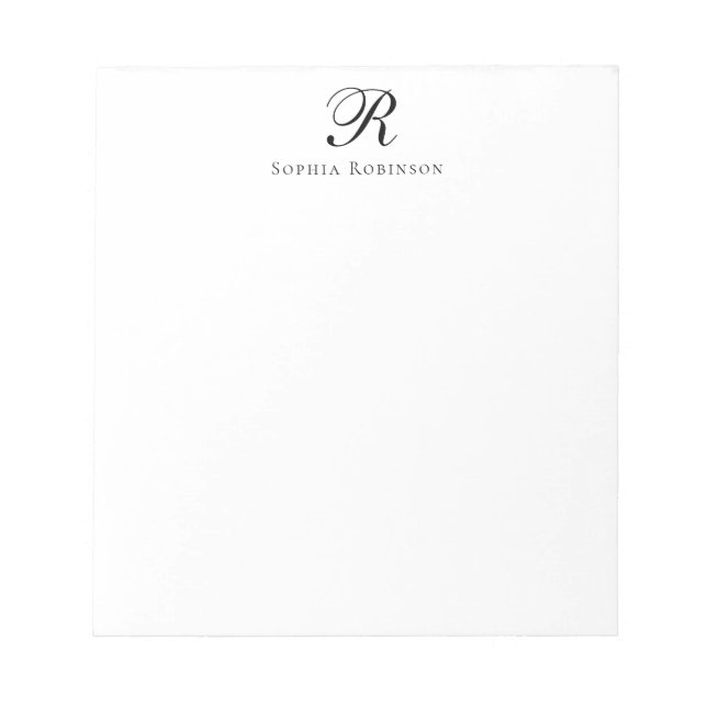 Elegant Classic Monogram Professionell Business Anteckningsblock (Framsida)