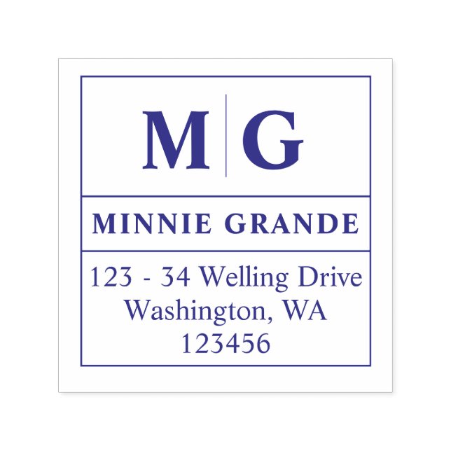 Elegant Classic Monogram Returadress Square Självfärgande Stämpel (Design)
