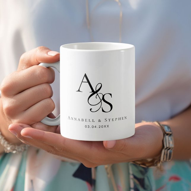 Elegant, Classic, Monogram, Wedding Kaffemugg (Elegant, Classic, Monogram, Wedding Coffee Mug)