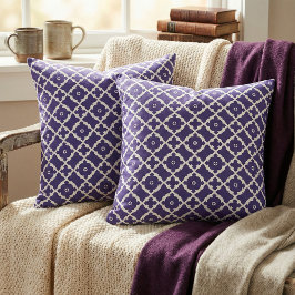Elegant Classic Navy Blue and White Mosaic Mönster Tyg