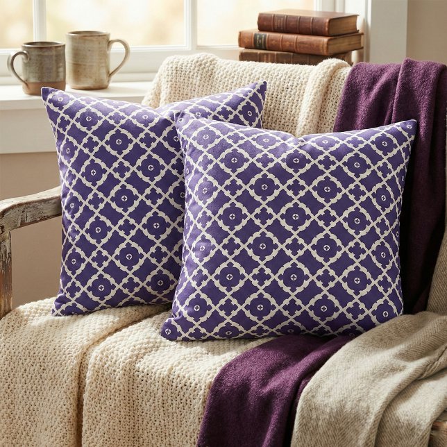 Elegant Classic Navy Blue and White Mosaic Mönster Tyg (Skapare uppladdad)