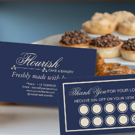 Elegant Classic Navy Blue Bakery Cake Lojalitetskort