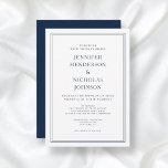 Elegant Classic Navy Blue Bröllop Inbjudningar<br><div class="desc">Elegant Classic Navy Blue Wedding bjudande. En elegant klassisk fullt-mall för formella inbjudningskort för marinblått och vitt bröllop för att anpassa den med dina egna uppgifter om bröllop. En enkel men ändå ändå elegant-design för ett klassiskt bröllop firande av Maggie B Design Studio. Matchande bröllop-kontorsmaterial finns tillgängligt.</div>