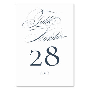 Elegant Classic Navy on White Calligraphy Bröllop Bordsnummer