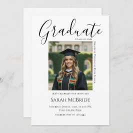 Elegant Classic One Photo Graduation Invitation Inbjudningar