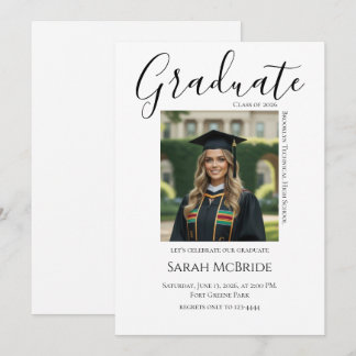 Elegant Classic One Photo Graduation Invitation Inbjudningar