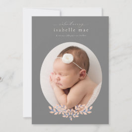 Elegant Classic Oval Photo Birth Notice Inbjudningar