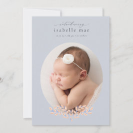 Elegant Classic Oval Photo Birth Notice Inbjudningar