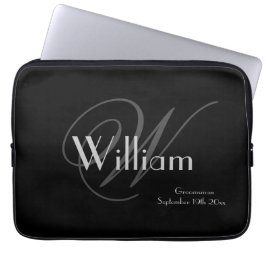 Elegant Classic Personlig Namn+Monogram Black Laptop Fodral
