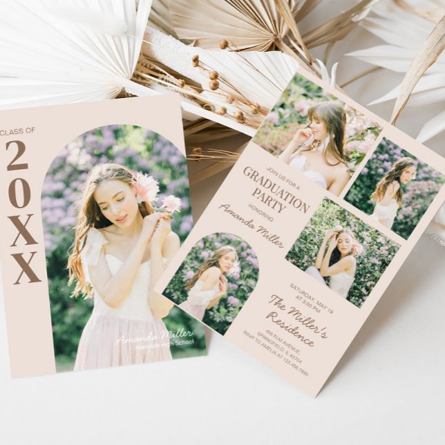 Elegant Classic Photo Studenten-inbjudan Inbjudningar (Elegant Photo Graduation Invitation with Front and Back)
