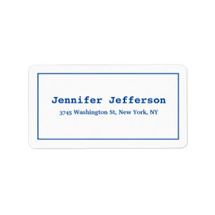 Elegant Classic Plain Professionell Deep Blue Whit Adressetikett