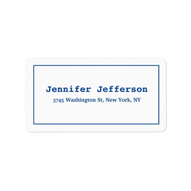 Elegant Classic Plain Professionell Deep Blue Whit Adressetikett (Framsidan)