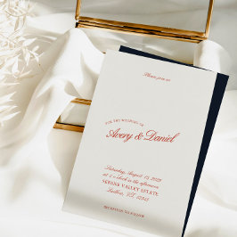Elegant Classic Red & Deep Blue Bröllop Inbjudningar