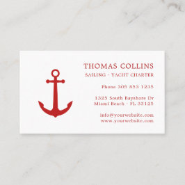 Elegant Classic Red Nautical Anchor Logotyp Visitkort