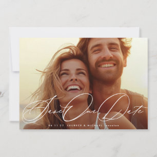 Elegant Classic Romantic Fullt Bleed Photo Bröllop Spara Datumet