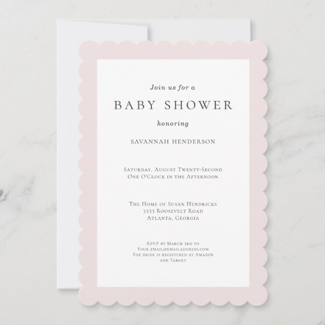 Elegant Classic Rosa Baby Shower Inbjudningar (Framsida)