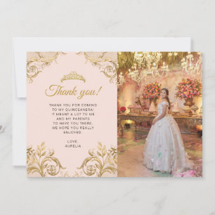 Elegant Classic Rosa Guld Photo Quinceañera Tack Kort