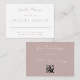 Elegant Classic Rosa Taupe Bröllop QR CODE OSA Anteckningskort