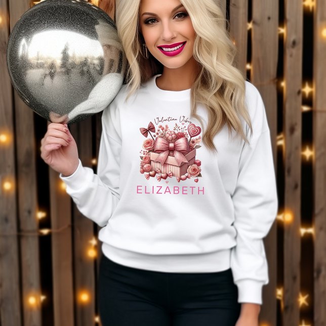 Elegant Classic Rosa Valentine Vibes White T Shirt (Skapare uppladdad)