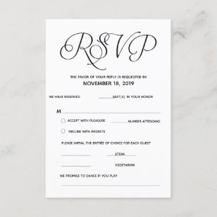 Elegant Classic RSVP (Svars) Bifogad Kort