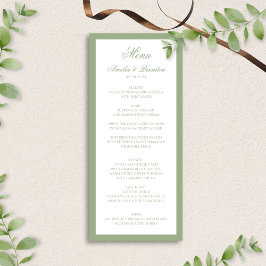 Elegant Classic Sage Green Border Script Wedding Meny