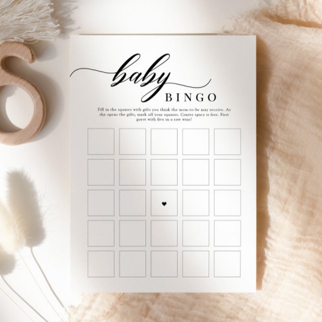 Elegant Classic Script Baby Shower Bingo Game Inbjudningar (Skapare uppladdad)