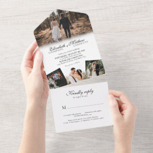 Elegant Classic Script Calligraphy Photo Bröllop