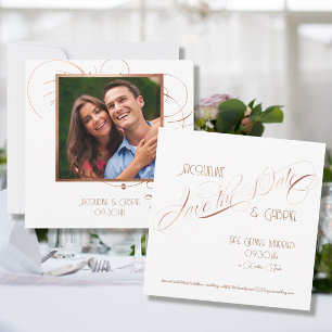 Elegant Classic Script Calligraphy Ro Guld Photo Inbjudningar