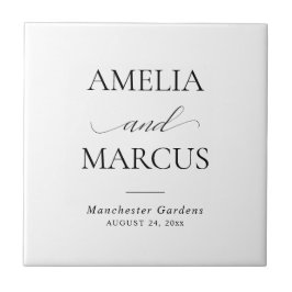 Elegant Classic Script Calligraphy Wedding Kakelplatta