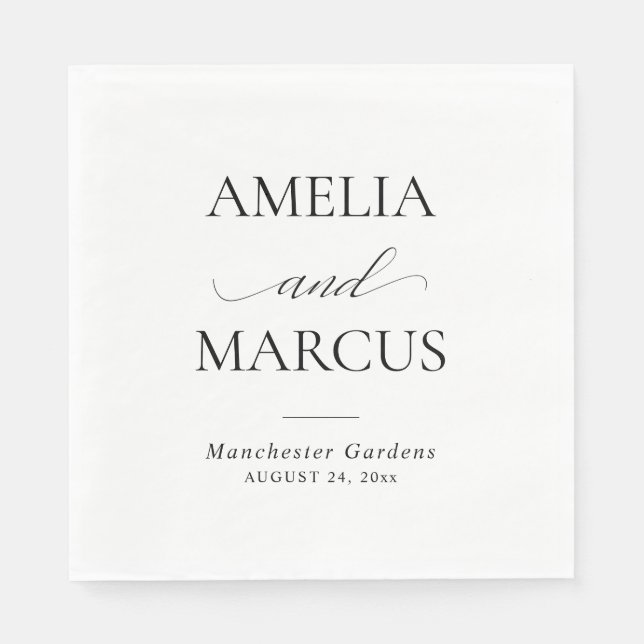 Elegant Classic Script Calligraphy Wedding Pappersservett (Framsidan)