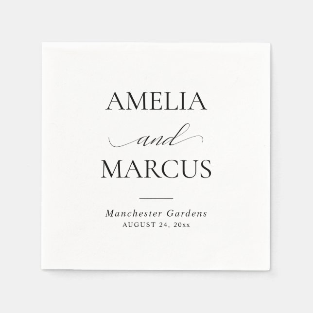 Elegant Classic Script Calligraphy Wedding Pappersservett (Framsidan)
