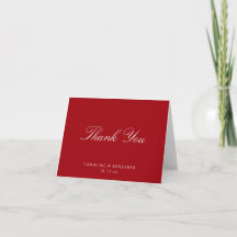 Elegant Classic Script Wedding Red White Folded