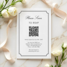 Elegant Classic Simple White Black Ram QR-kod