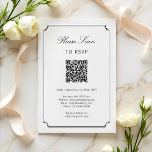 Elegant Classic Simple White Black Ram QR-kod OSA Kort