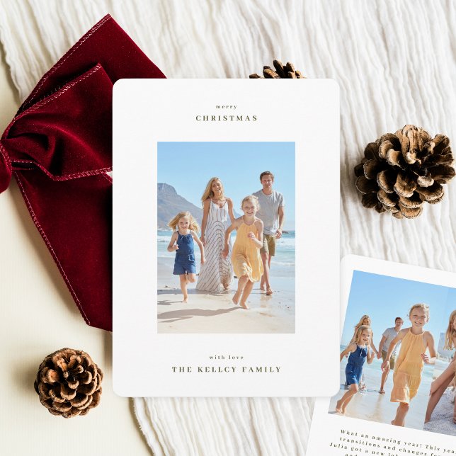 Elegant, Classic & Simple White Christmas Photo  Julkort (Skapare uppladdad)