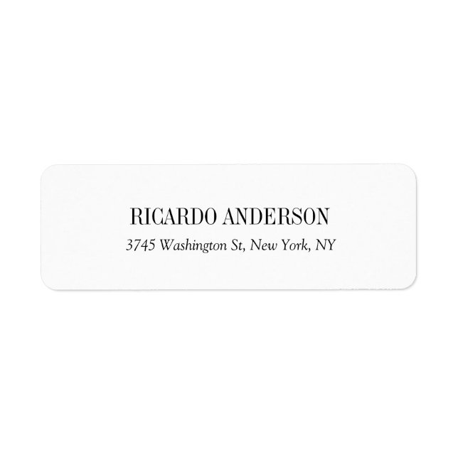 Elegant Classic Simple White Professionell Plain Returadress Etikett (Framsidan)