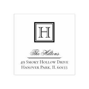 Elegant Classic Square Monogram Frimärke Stämpel