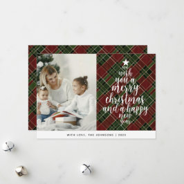 Elegant Classic Tartan-familjens fotomul Julkort