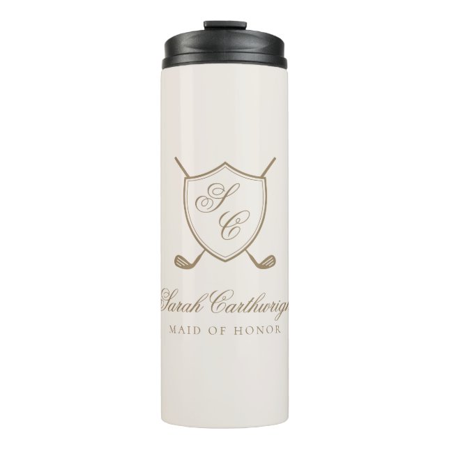 Elegant Classic Vapensköld Monogram Golf Bröllop (Framsida)
