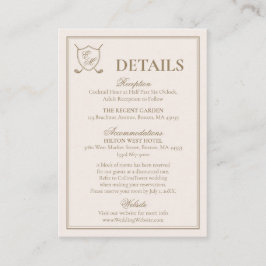 Elegant Classic Vapensköld Monogram Golf Bröllop Tilläggskort