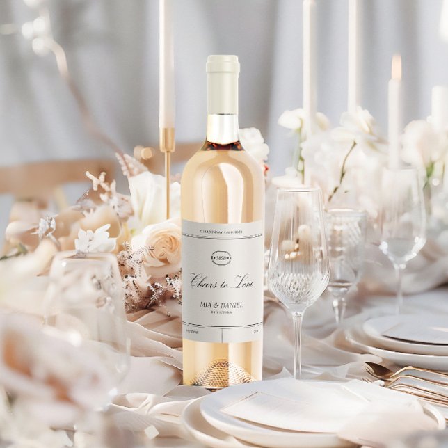 Elegant Classic Vintage bröllop Vinflaska Etikett (Elegant Classic Vintage Wedding Wine Label)