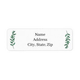 Elegant Classic Watercolor Grönt Löv Adress Returadress Etikett